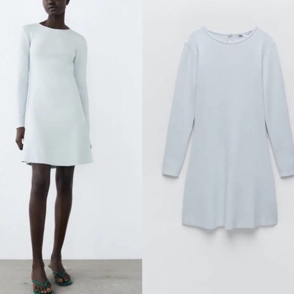 Knit mini dress ice blue